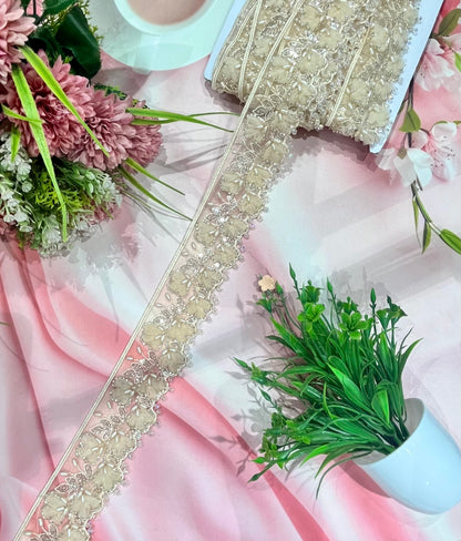 Beautiful Organza Based Handwork Laces (1 Meter) 040726