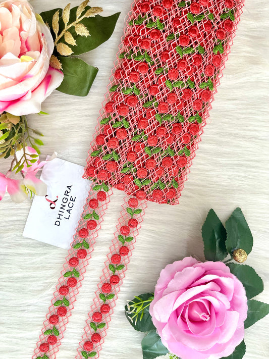 Beautiful Insertion Guipure Lace Red 240525