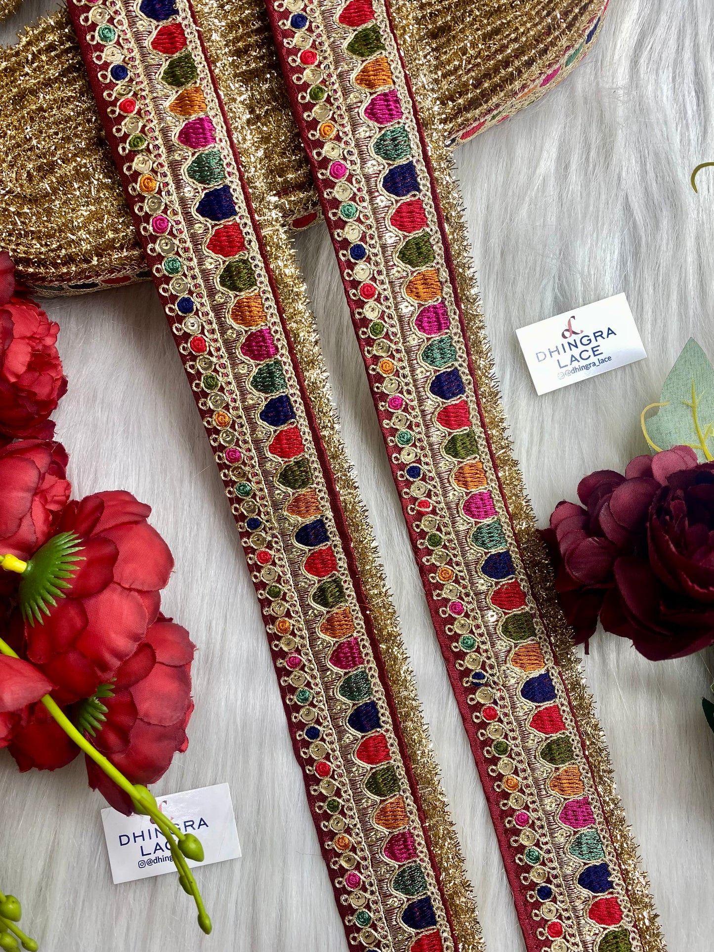 Beautiful Maroon Multi Sabyasachi 2 Inches Broad Lace 050126