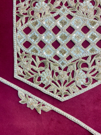 Beautiful Zardozi work Neck Patches With Sleeves Rose Gold 010126