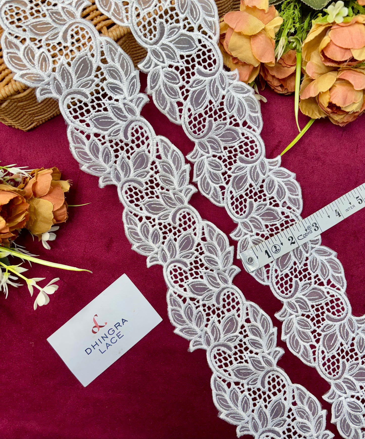 Beautiful Organza Based 3 Inches Broad Lace White 180125/ 260225