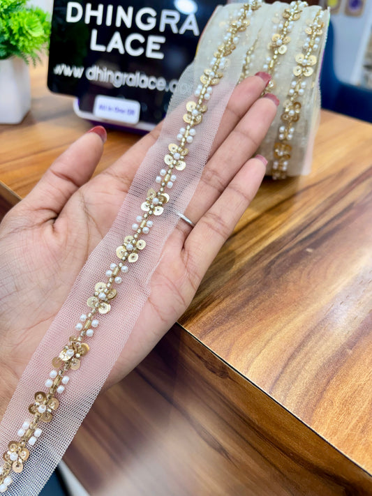 Beautiful Net Based Cutdana Work Lace 201125