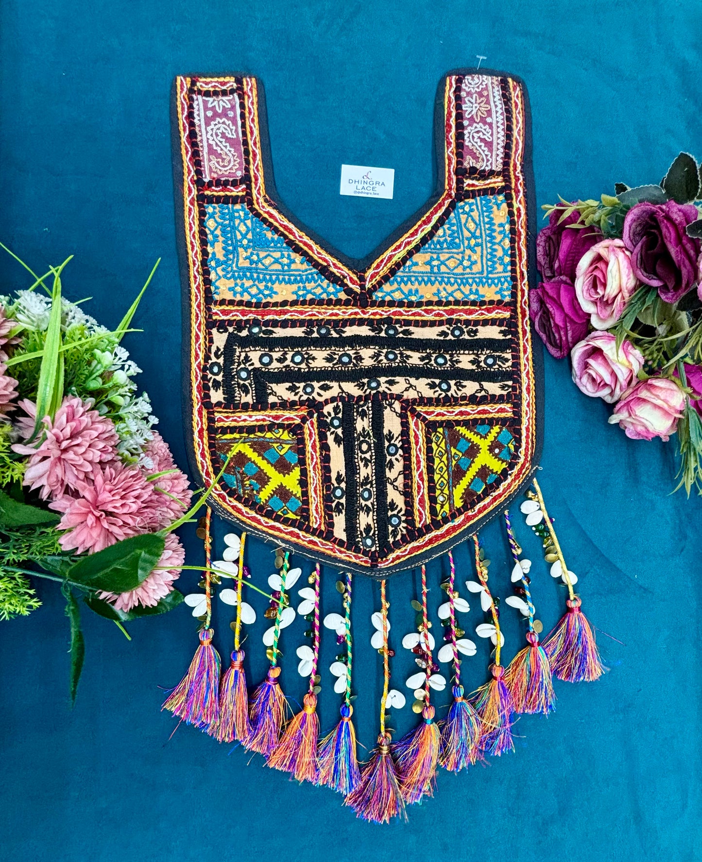 Beautiful Multicolour Mirror Work Hanging Neck Patches (1 Piece) 110826