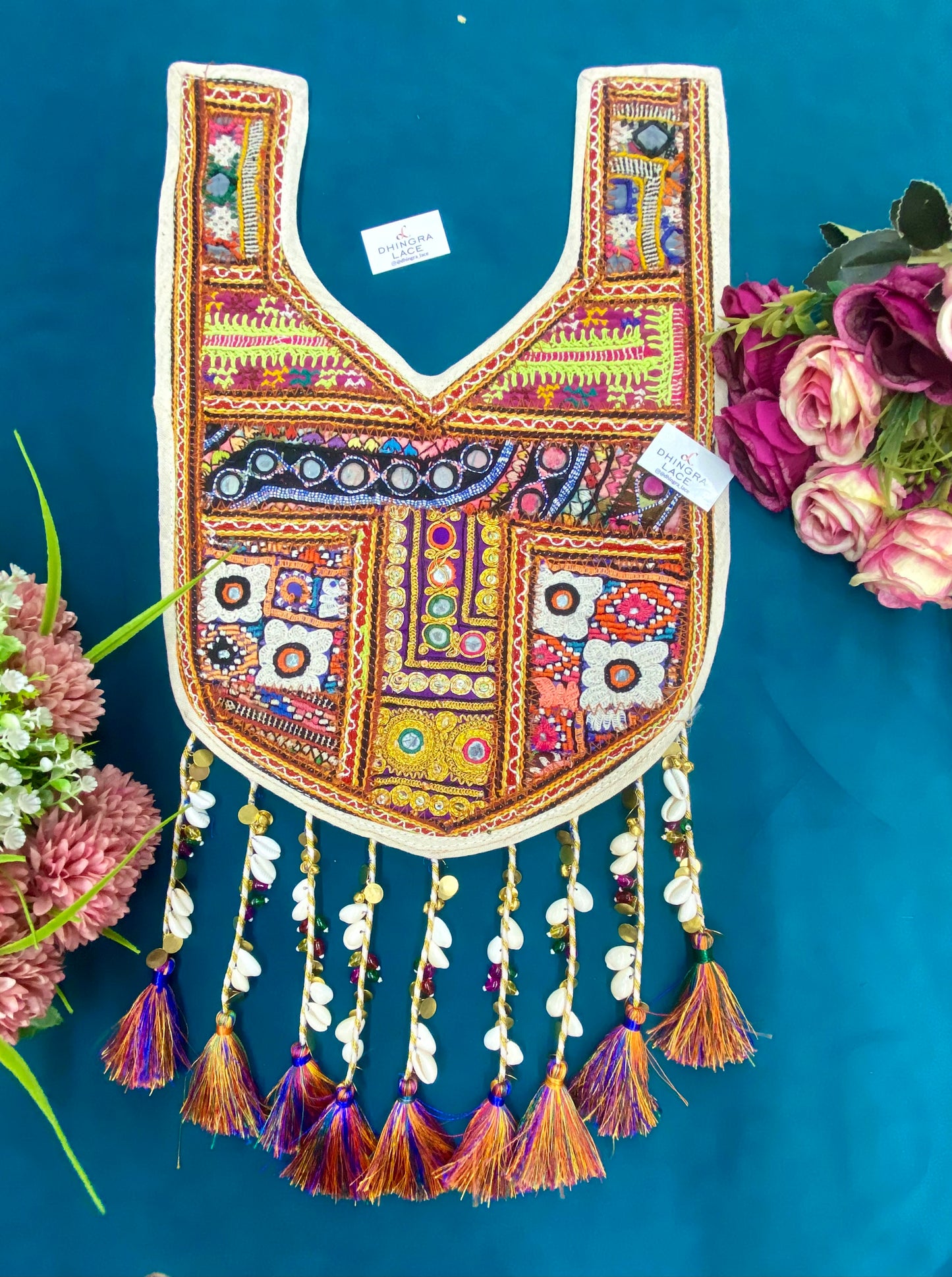 Beautiful Multicolour Mirror Work Hanging Neck Patches (1 Piece) 110826