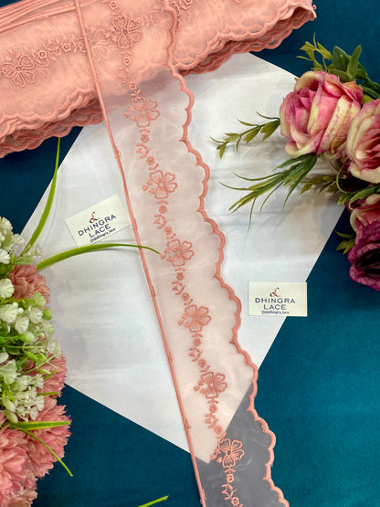 Beautiful Organza Based Scallop Lace (9 Meters) 240726