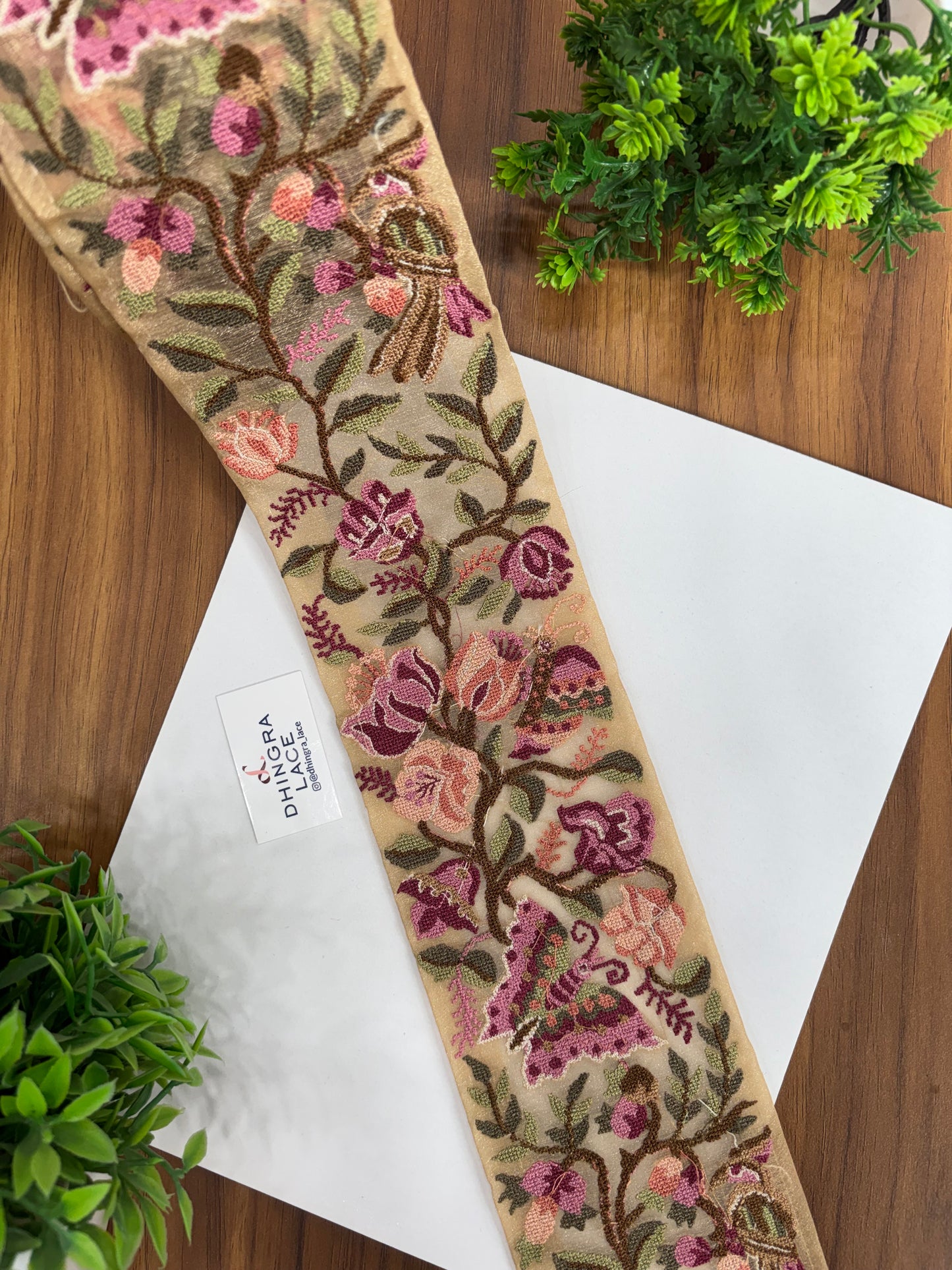 Cross Stitch Borders Multicolour Butterfly Floral Pattern For Saree Dupatta Lehanga & Home Furnishing 090726 Price Per Meter