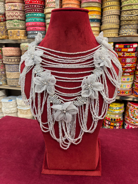 Beautiful Crystal Hanging Shoulder/Back Neck Patches greey 131225