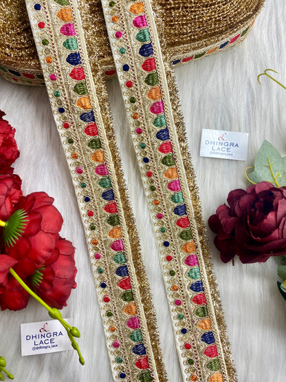 Beautiful Off White Multi Sabyasachi 2 Inches Broad Lace 050126
