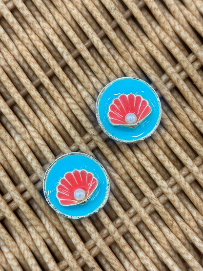 Beautiful Metal Minakari Shell Button (1 Pair 2 piece ) 140626