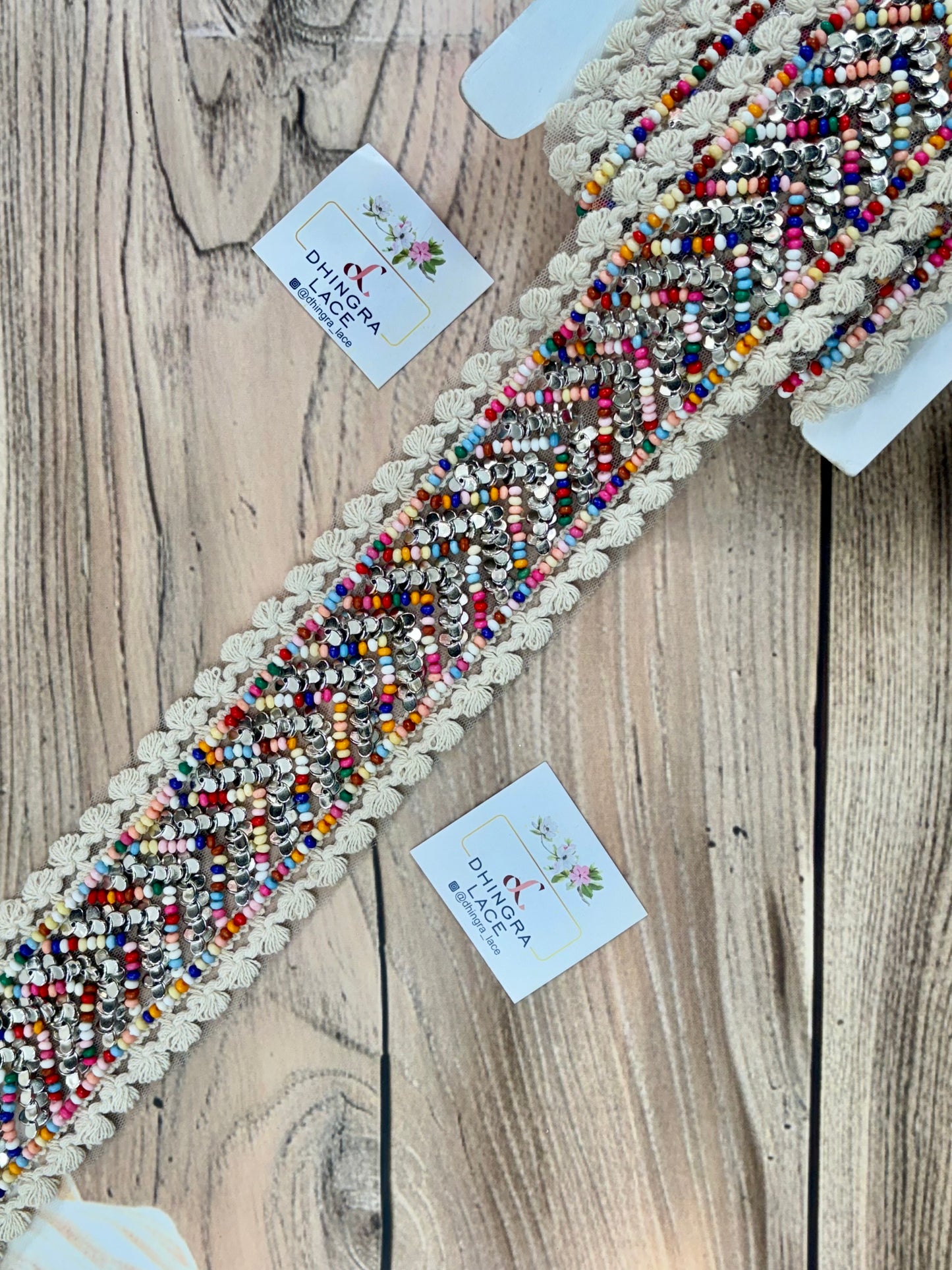 Beautiful Multicolour Beads Work Boho Lace Multicolour 021025