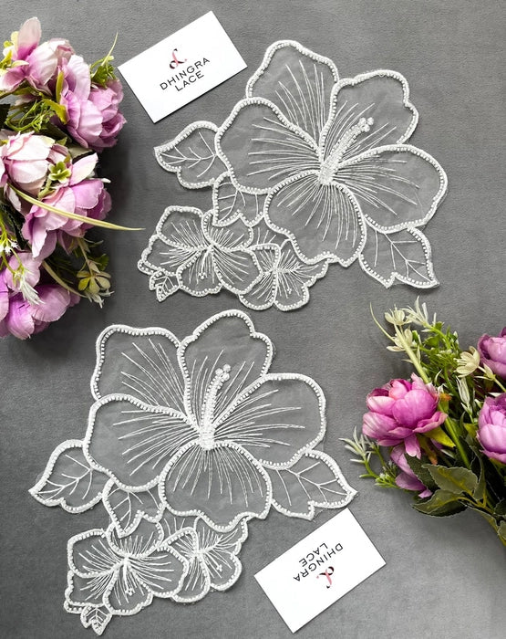 Beautiful Handwork Patches White Pack Of 2 Pcs L-13 W-11 190724 H