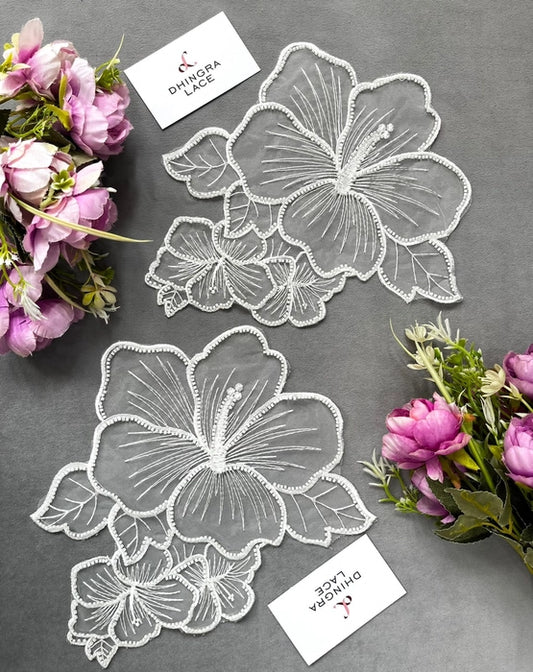 Beautiful Handwork Patches White Pack Of 2 Pcs L-13 W-11 190724 H