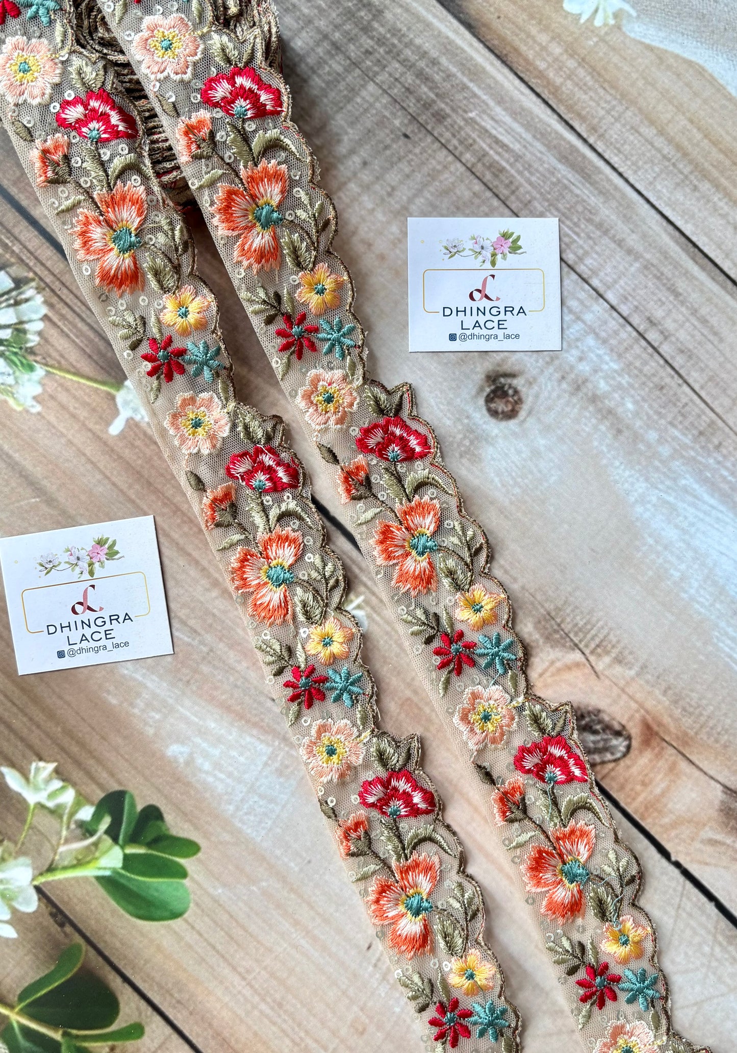 Beautiful Net Based Threadwork Lace Multicolour 280825