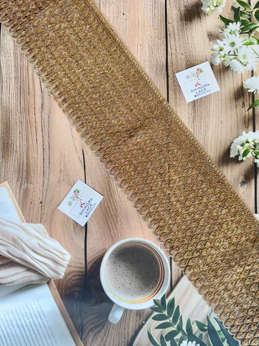 Beautiful Silk Based Zari Work Lace Antique Gold 090925