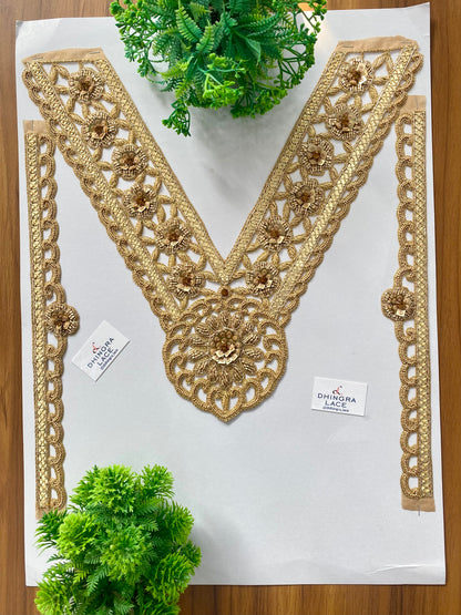 Beautiful Cutpipe And Sequence Work Zardozi Neck With Sleeves 280126