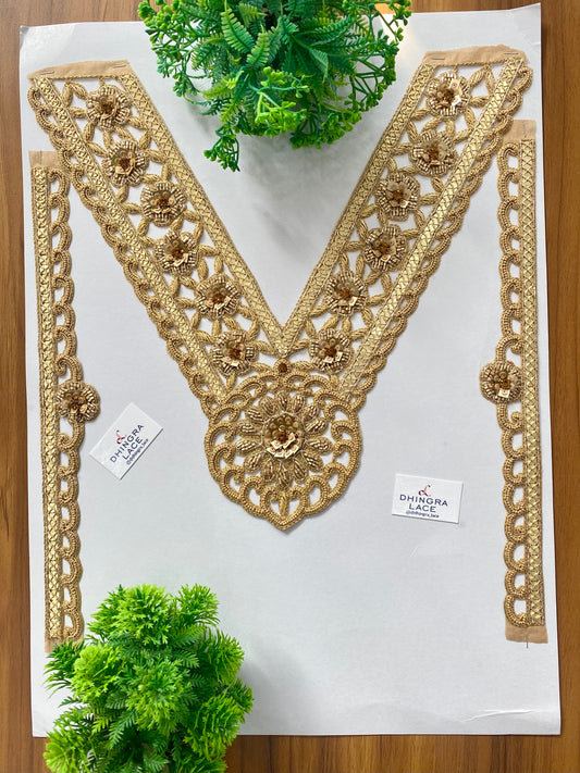 Beautiful Cutpipe And Sequence Work Zardozi Neck With Sleeves 280126
