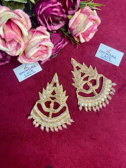 Beautiful Crystal & Sequence Work Patches Peach 271225 (1 Pair)