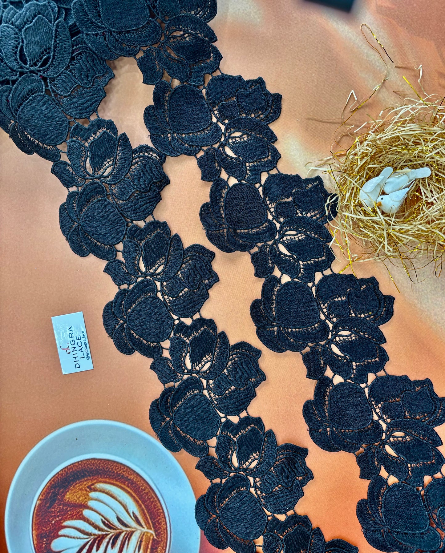 Beautiful Guipure Summer Lace Black 3 Yard (1 Meters) Medium 060326/120326