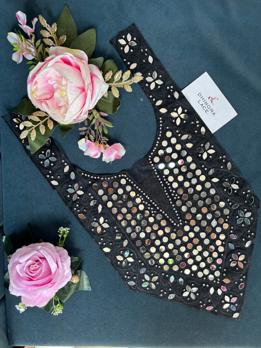 Beautiful Mirror Work Neck Black 2605257455