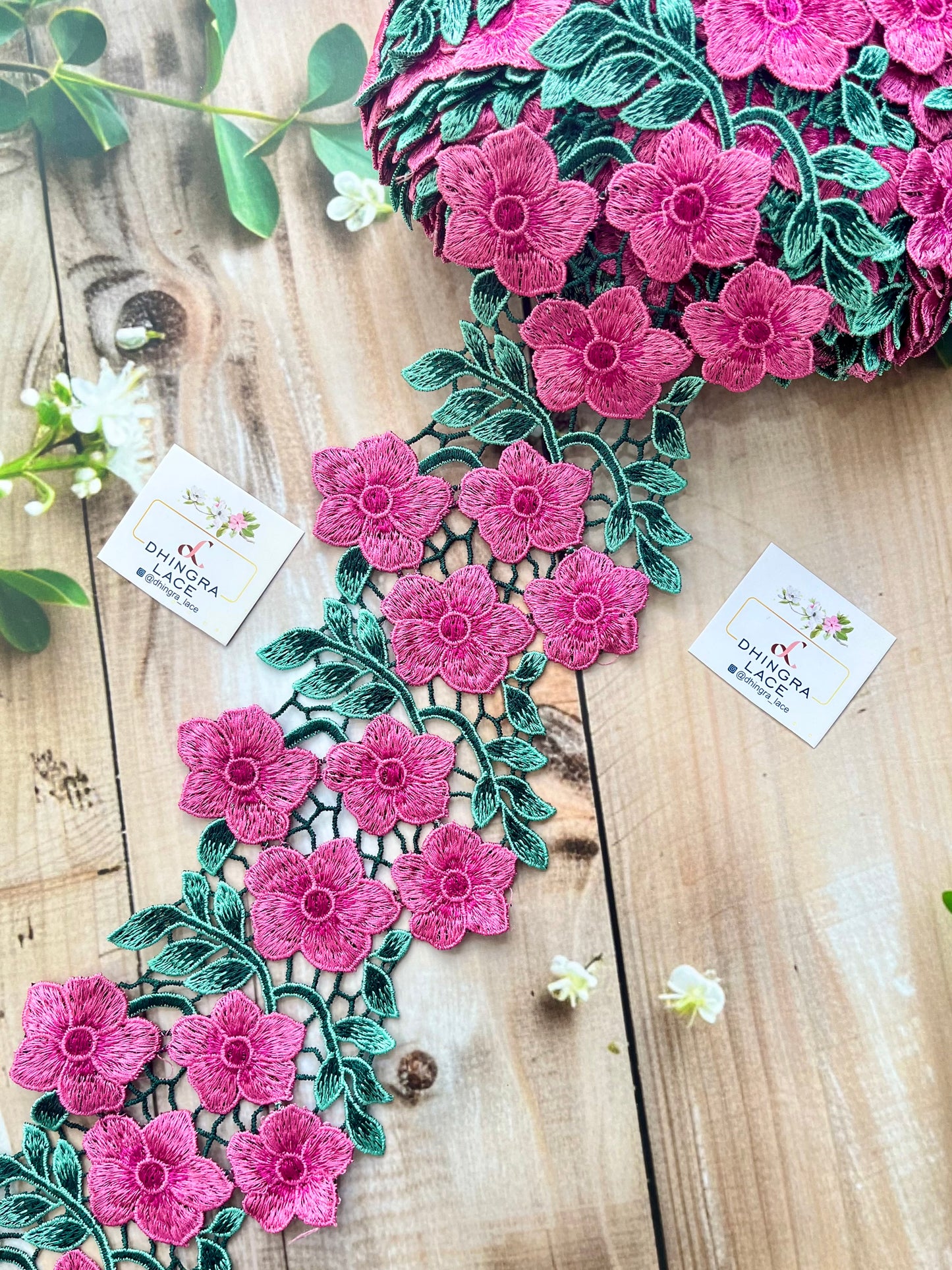 Beautiful Guipure Flower Lace Pink 050825