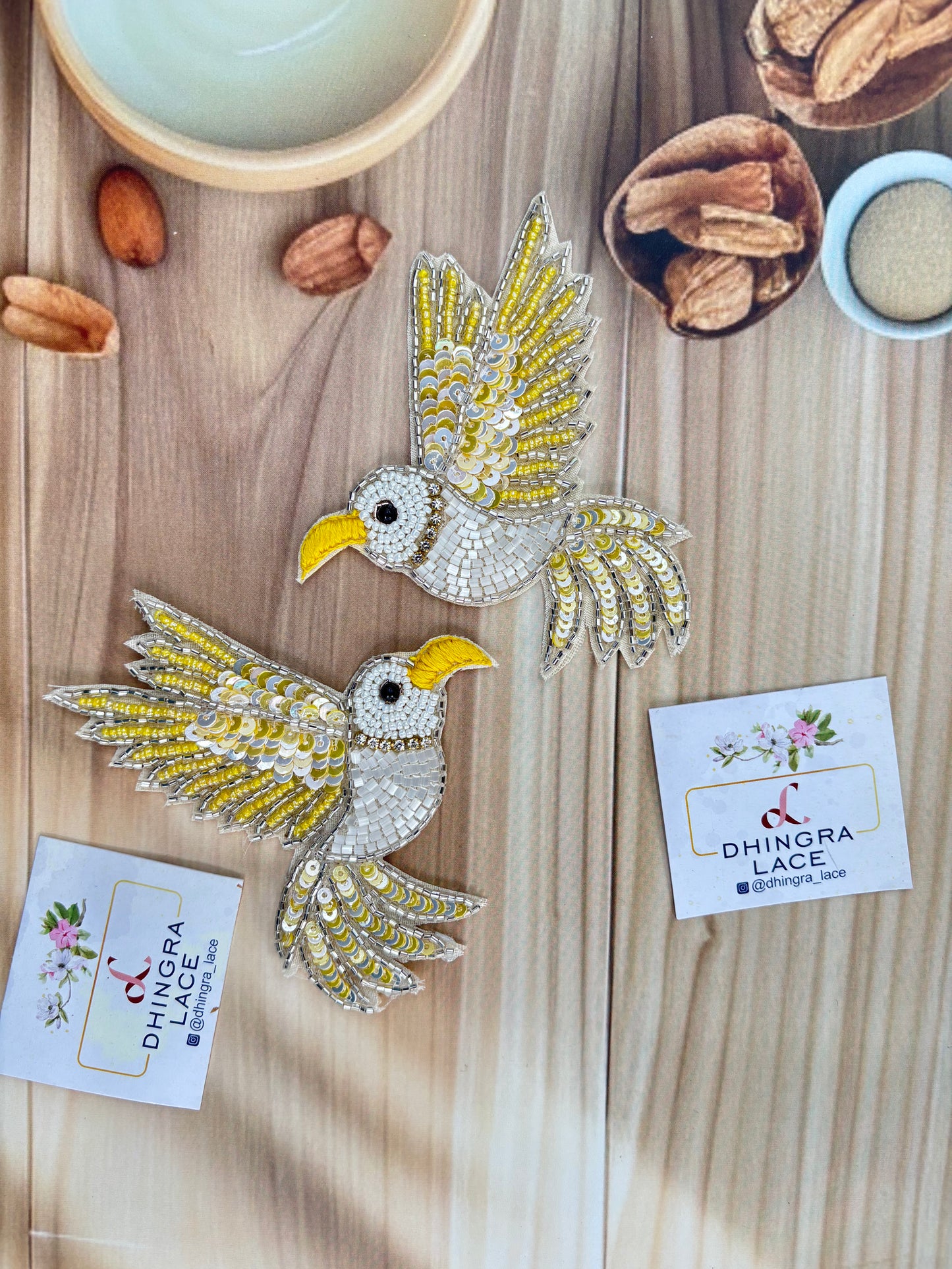 Beautiful Handwork Bird Patch Left Yellow071025