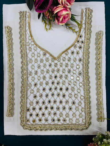 Mirror Cutwork Zardozi Work Neck Patches 030826