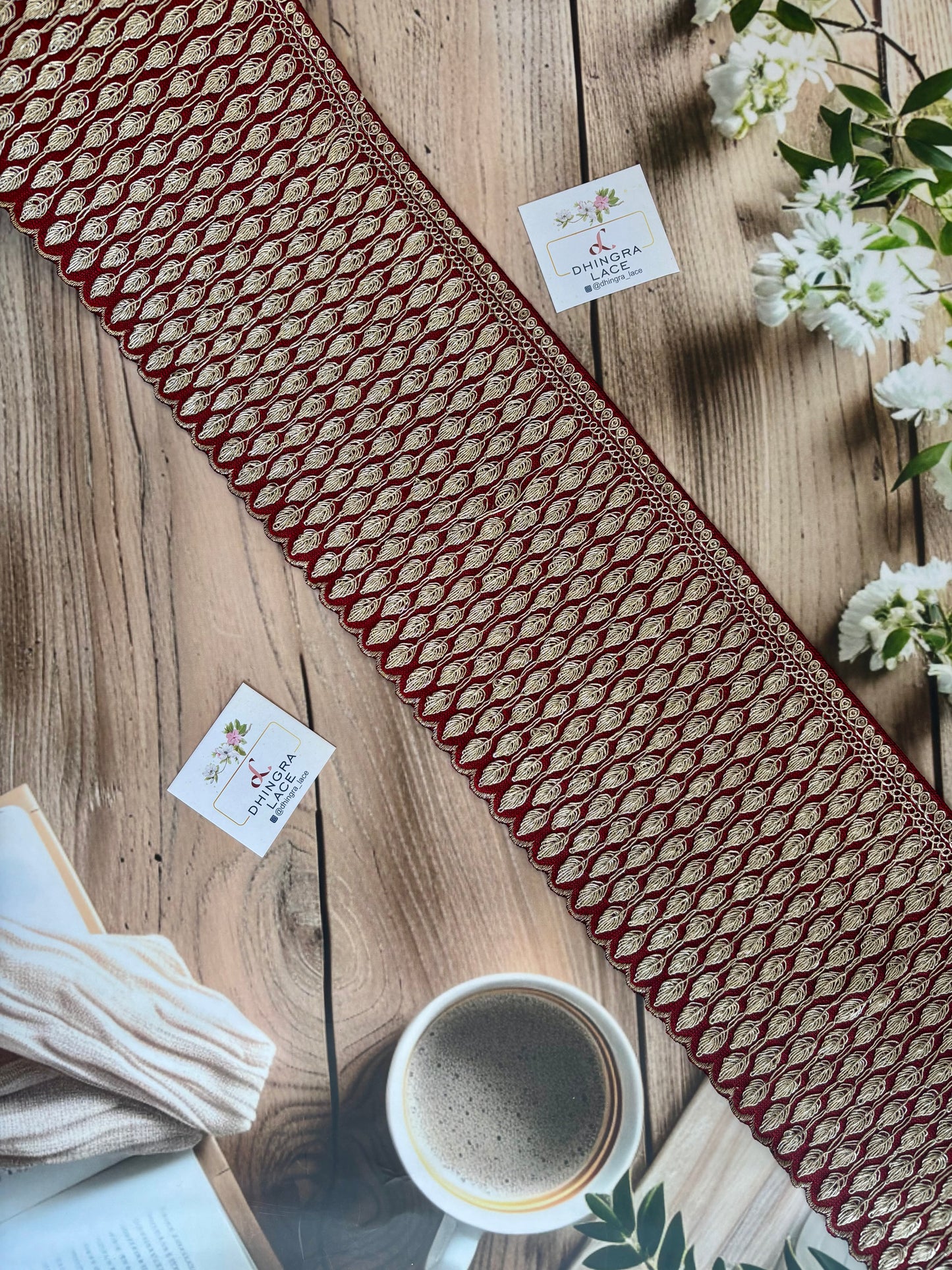 Beautiful Silk Based Zari Work Lace Maroon 090925