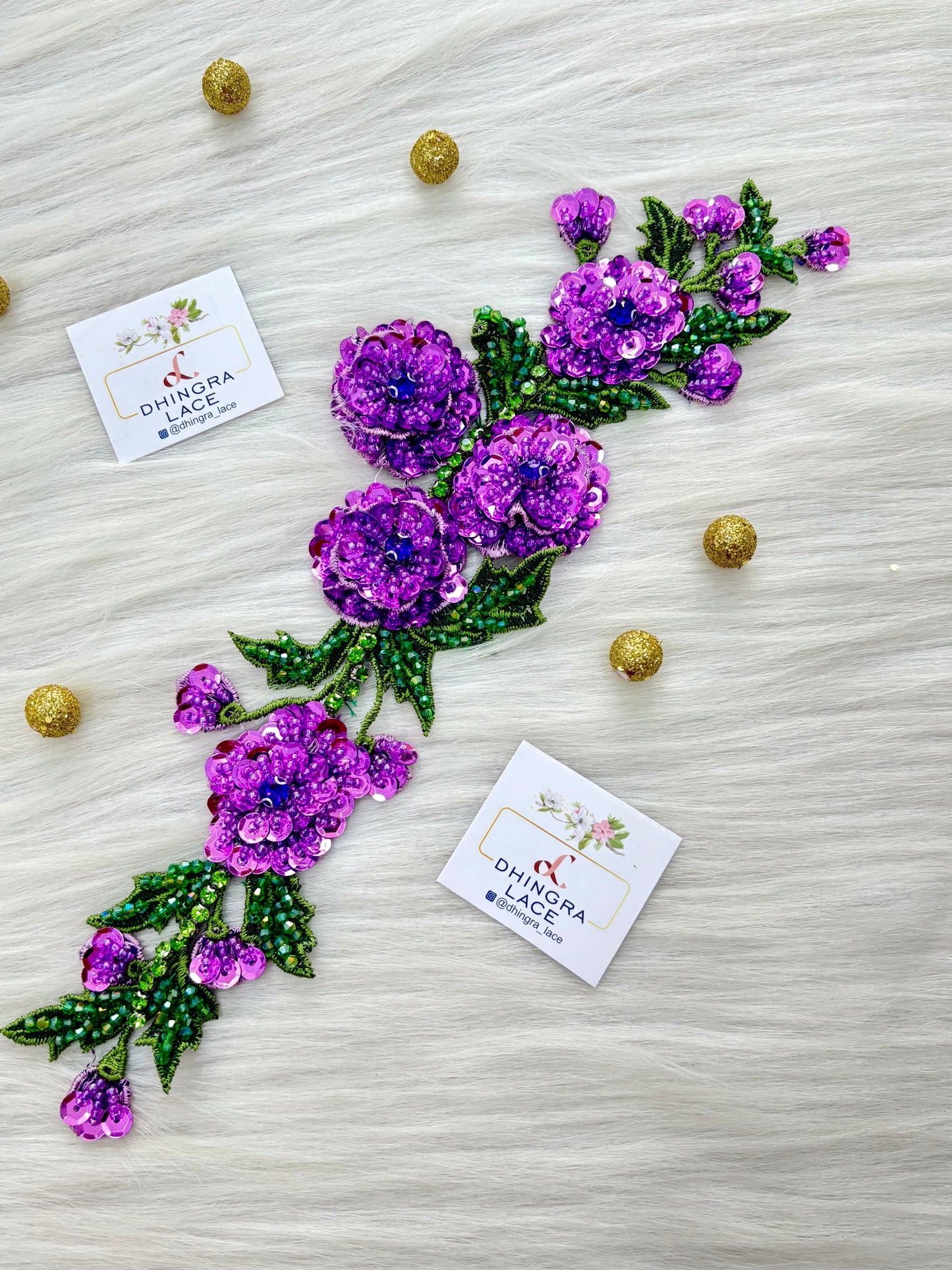 Beautiful Crystal Sequence And Cutdana Work Patch Purple 090625