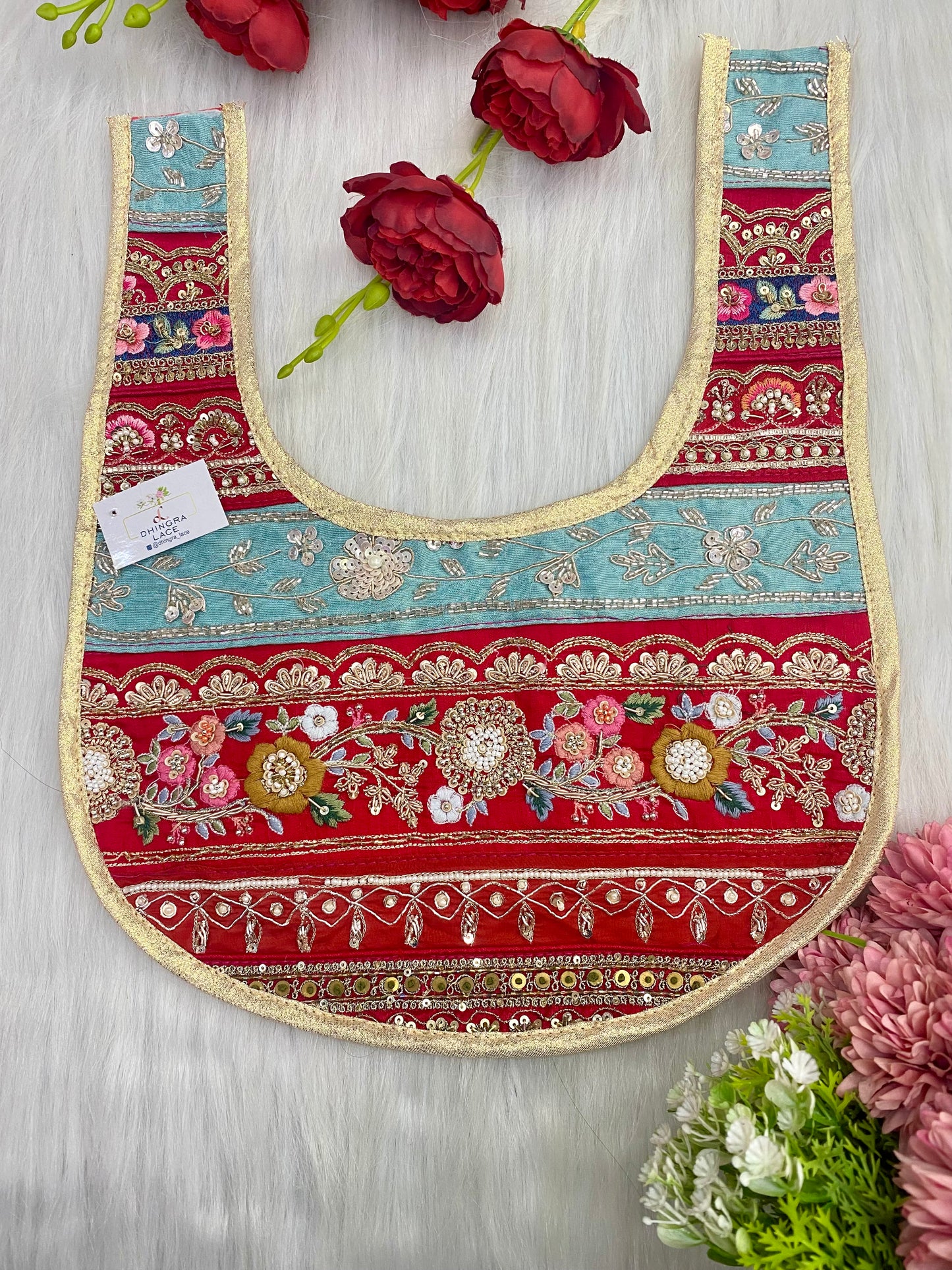 Beautiful Multicolour Zardozi Work Neck Patches 020126