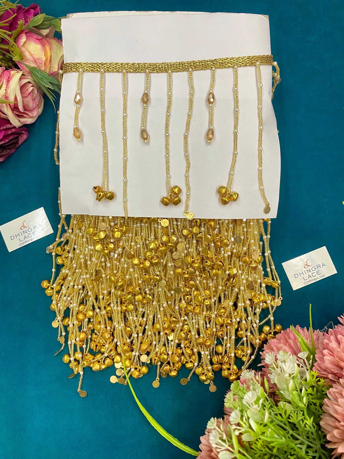 Beautiful Ghunghru/ Ghungru And Beads Work Hanging Lace (1 Meter) 010826