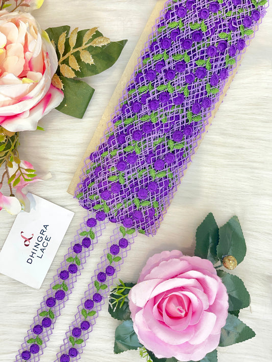 Beautiful Insertion Guipure Lace Purple 240525