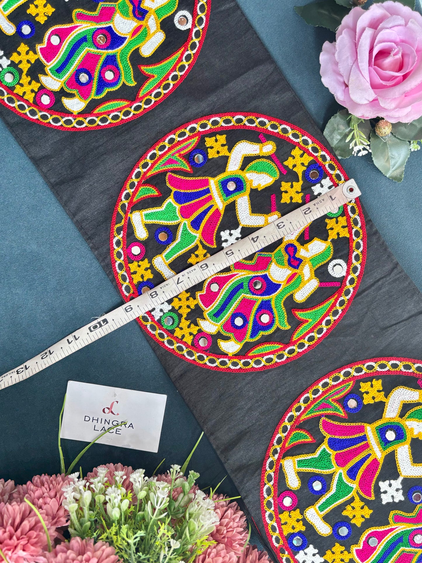 Beautiful Multicolour Gujarati Lace kutch Embroidery 4 Patches In 1 Meter Lace 250625