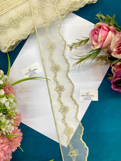 Beautiful Organza Based Scallop Lace (9 Meters) 240726