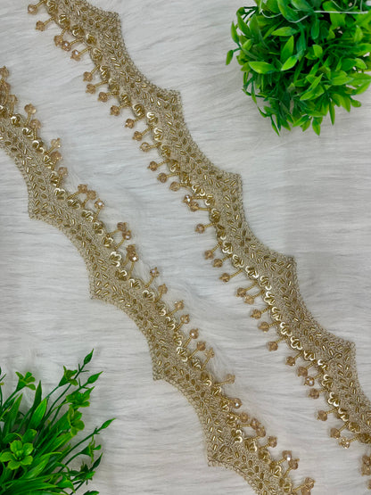 Handwork Scallop Hanging Crystals Lace (3 Meters) 250926