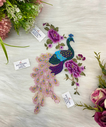 Beautiful Net Based Multicolour Peacock Patch (1 Piece) 200726