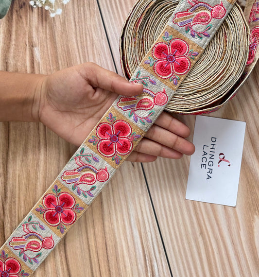 Beautiful Silk Based Thread Work Lace 040725