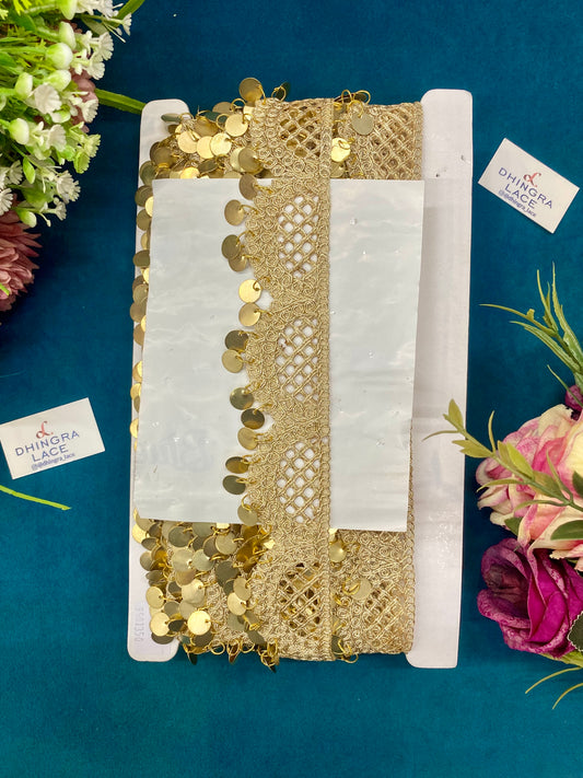 Beautiful Zari Based Coins Work Hanging Lace (1 Meter) 080826
