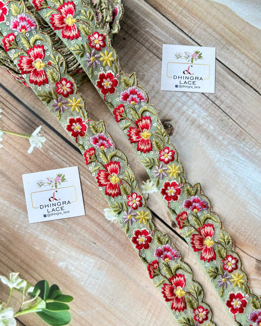 Beautiful Net Based Threadwork Lace Multicolour 280825