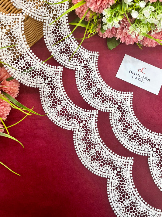 Beautiful White Guipure Lace With Sequins Work 180325