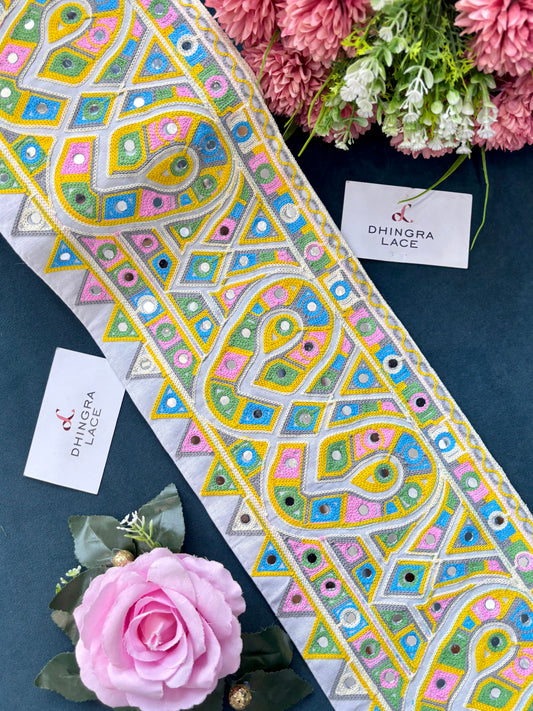 Beautiful Multicolour Gujarati Lace kutch Embroidery 250625