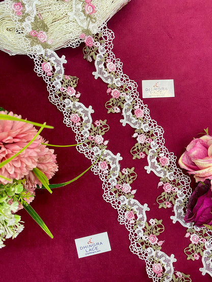 Beautiful White Multi Guipure 2 Inches Broad Lace 160126 (3 Meters)