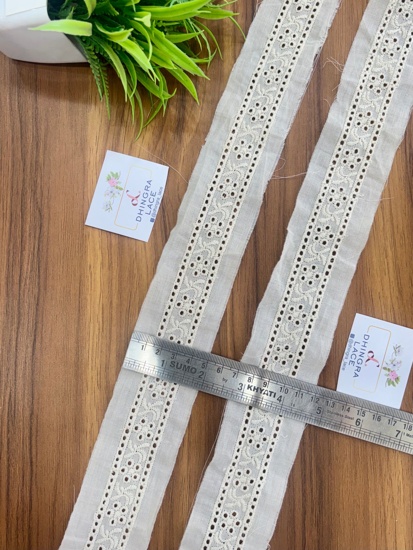 Beautiful Pure Cotton Hakoba Lace Off White Medium W 3.5 Inches (3 Meters )140426