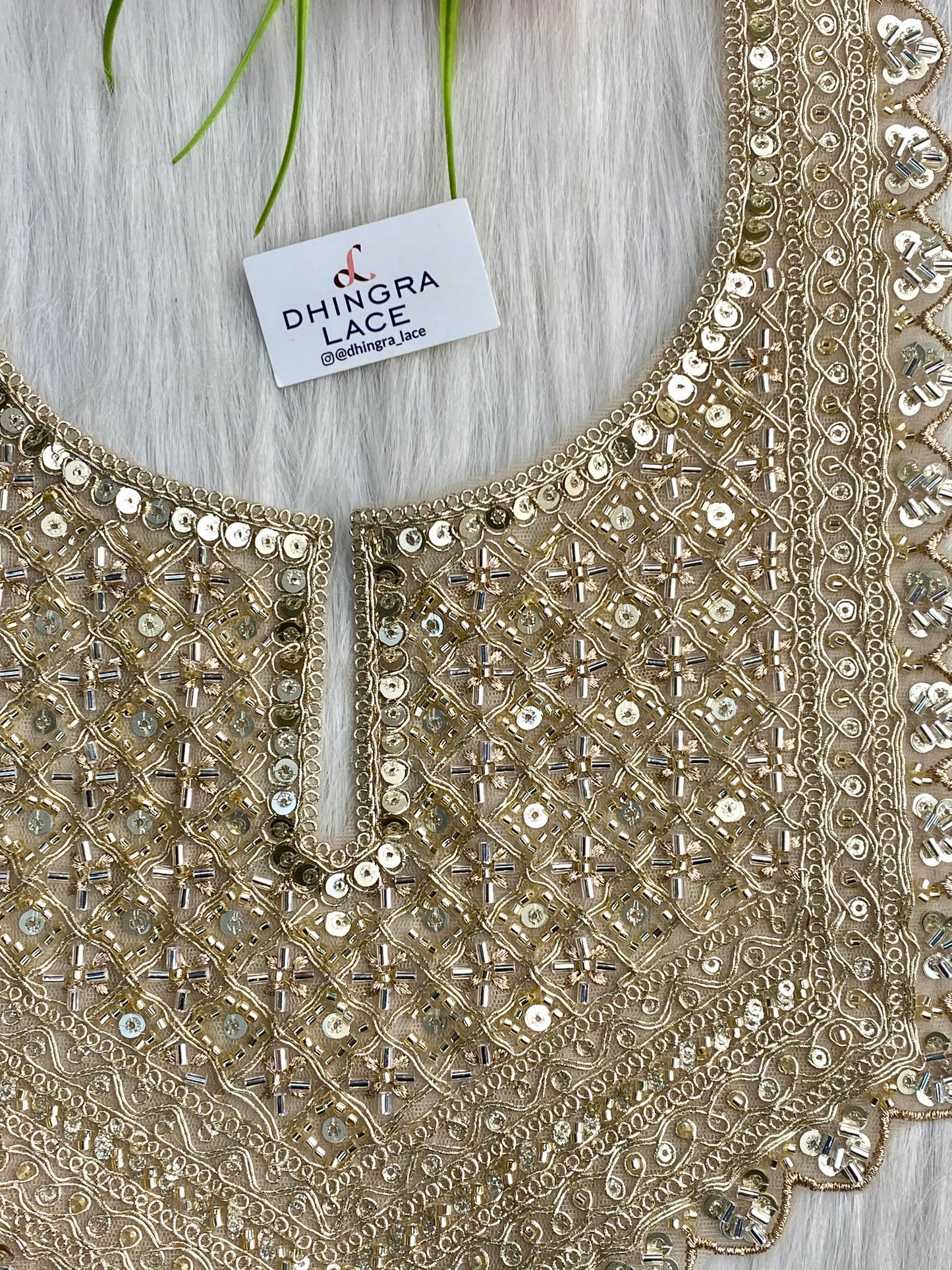 Beautiful Net Based Handwork Neck Light Gold & Silver 150126