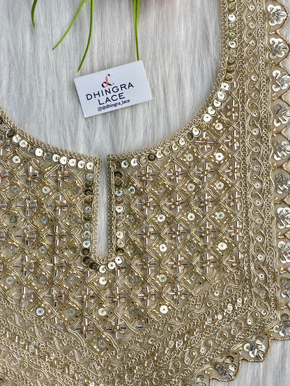Beautiful Net Based Handwork Neck Light Gold & Silver 150126