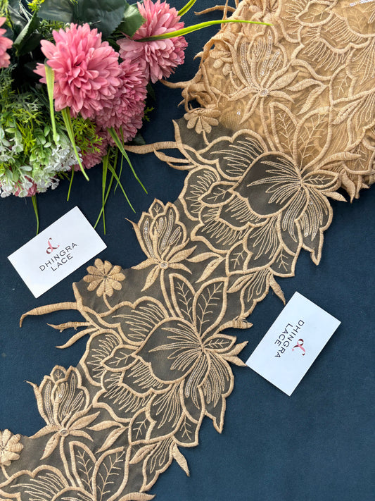 Beautiful Organza Based Flower Lace Beige 5400/190525/170625