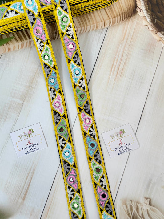Beautiful Multicolour Gujarati Lace kutch Embroidery (9 Meters)250625