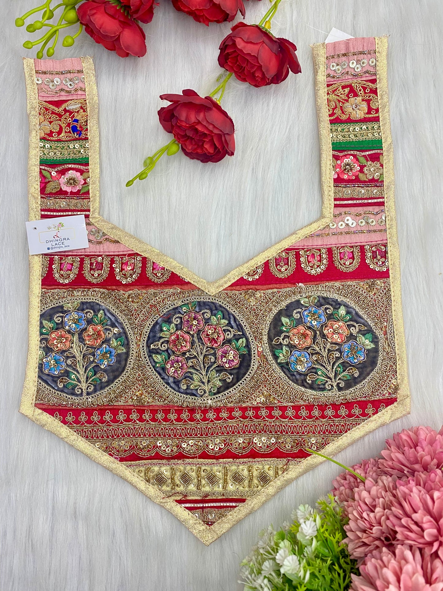 Beautiful Multicolour Zardozi Work Neck Patches 020126