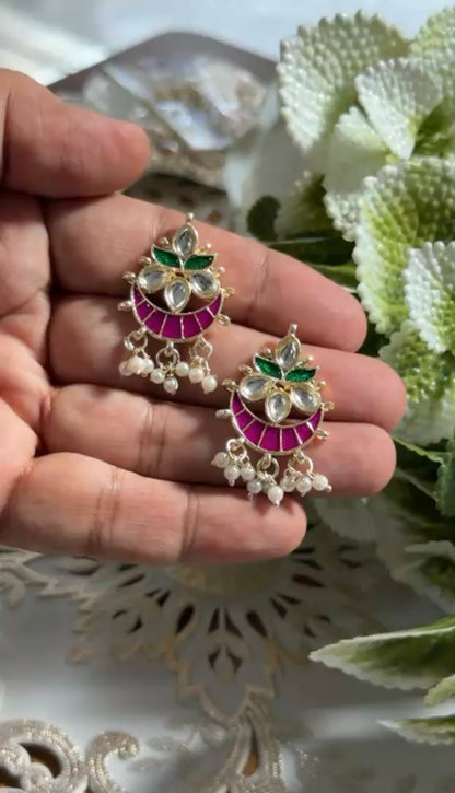Beautiful Minakari Multicolour Hanging Button (1 Pair) 270826