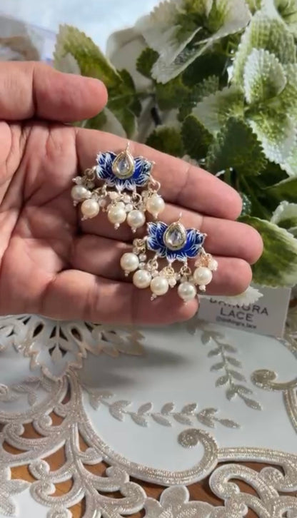 Beautiful Pearl Work Minakari Hanging Button (1 pair) 220826