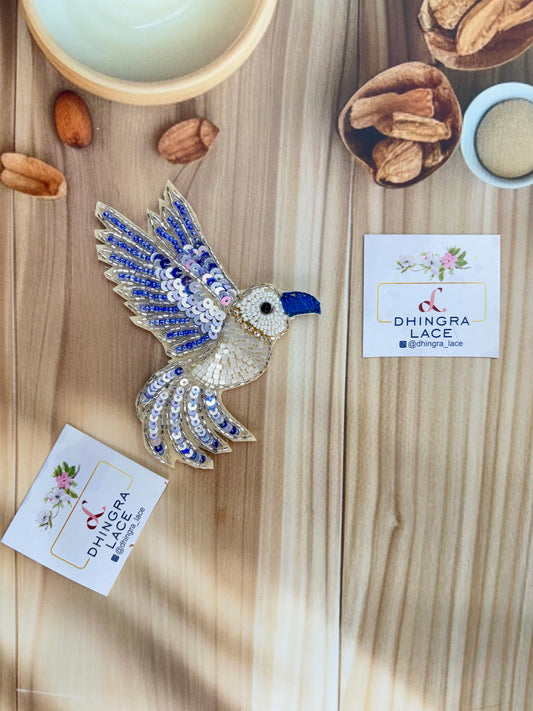 Beautiful Handwork Bird Patch Left Blue 071025